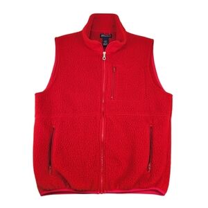 Land's End Men's Vintage Sherpa Fleece Polartec Vest Red Medium 90s Classic